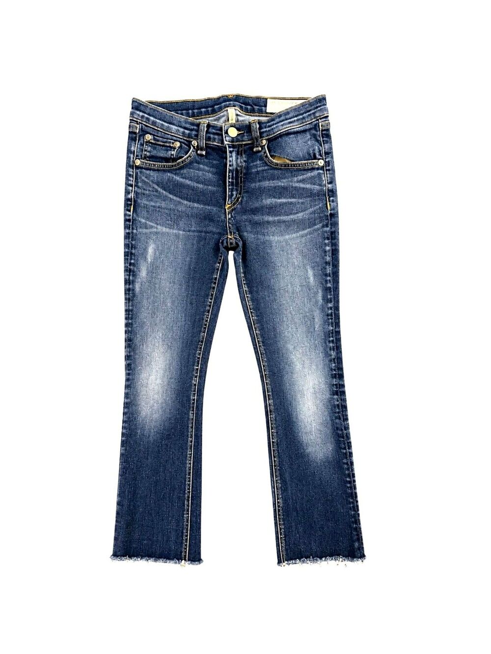Rag & Bone Stiletto Boot Jeans Women’s 27 Cropped Kick Flare Raw Hem